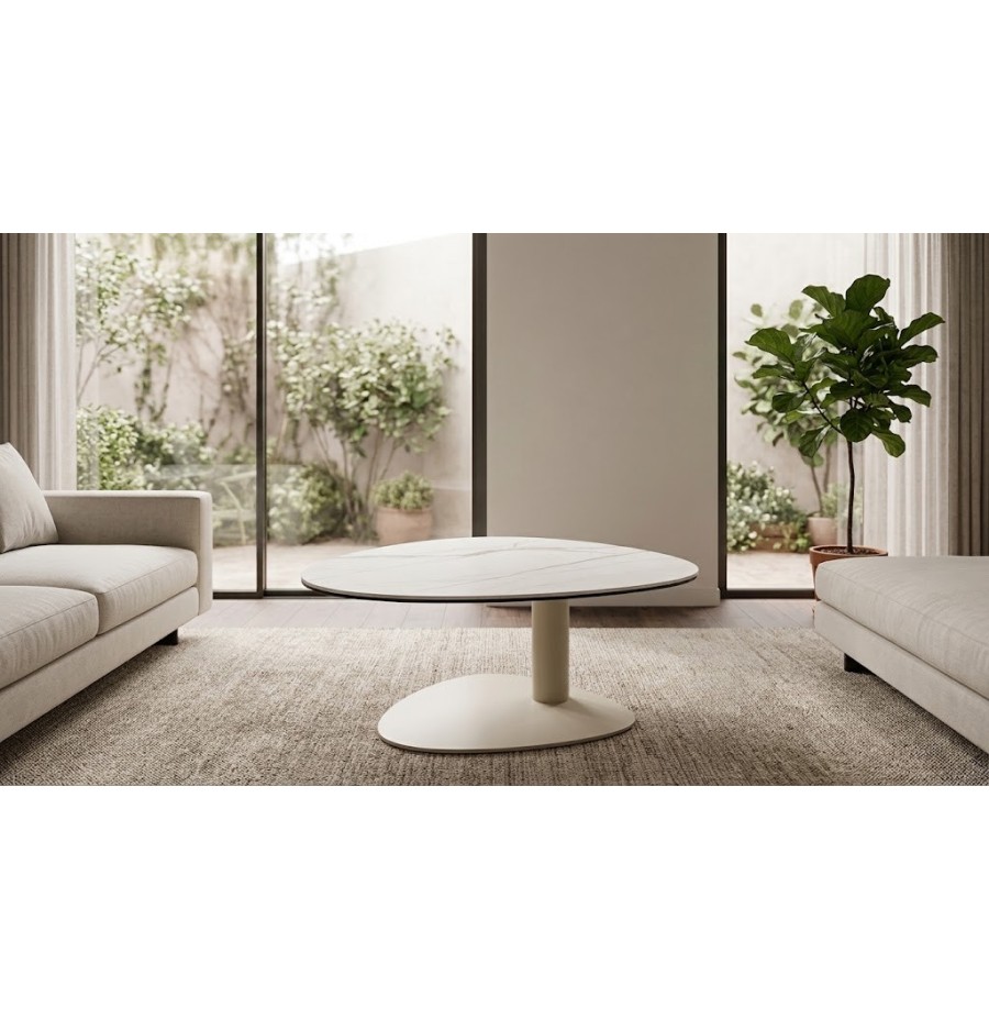 Table de Salon Nazaré en Céramique Hauteur 38cm | Design pétale