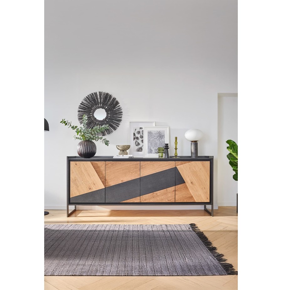 Enfilade Graffik 4 portes bois | 220 cm