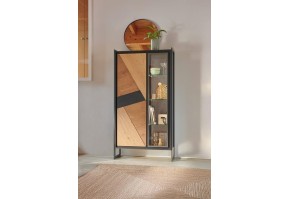 Vitrine Graffik 1 porte bois, 1 porte verre