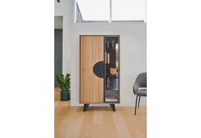 Vitrine Sphère 1 porte bois 1 porte verre