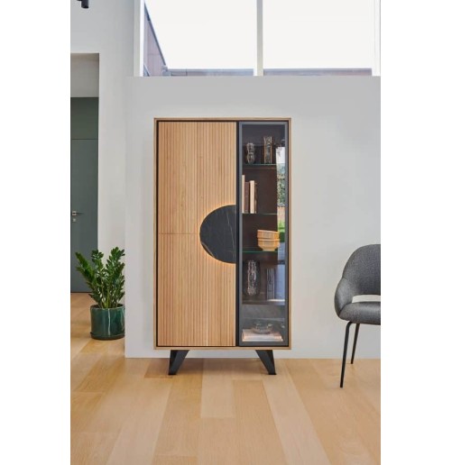 Vitrine Sphère 1 porte bois 1 porte verre