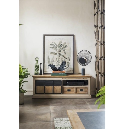 Meuble TV L.145 cm, 1 porte, 1 tiroir, 1 tirette Epure