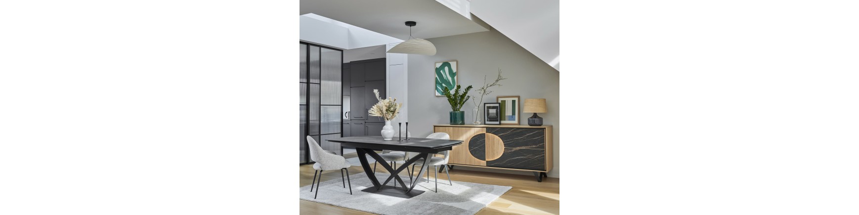 Collection SPHÈRE | Mobilier contemporain bois, noir et marbre